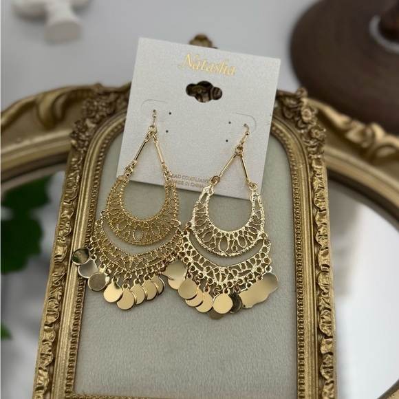 Natasha Jewelry - Natasha Gold Filigree Statement Earrings – Boho Chic Vibes!